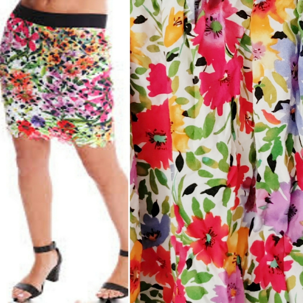 BONGO Floral Retro Mini Skirt